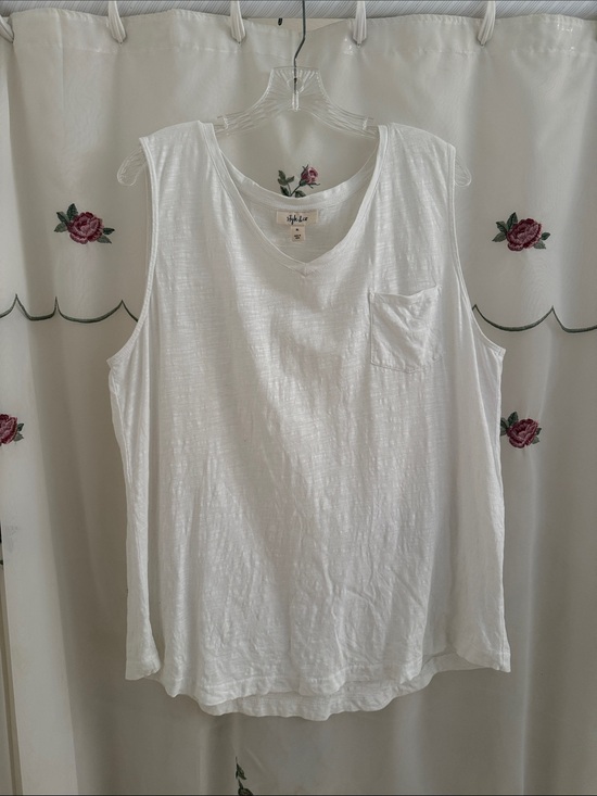 Style & Co. Tops - Style & Co. White V-Neck Tank with Chest Pocket